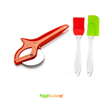Combo of Pizza Cutter, Silicon Series Spatula & Brush Kitchen Tools