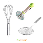 Combo Set of 3 pc's Stainless Steel Potato Vegetable Masher/Egg Whisk/deep Fry Strainer (Random Color)